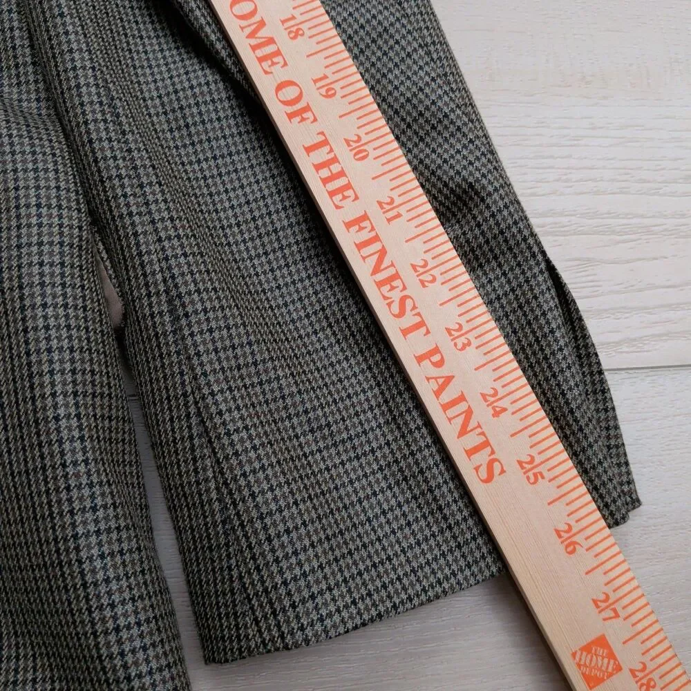 Lauren Ralph Lauren Blazer Sport‎ Coat Mens 44L Silk Wool Houndstooth Brown